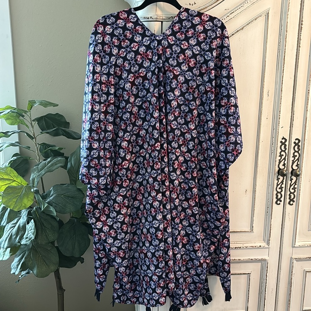 Swimsuits For All size 38 / 40 Blue Purple & White Print Beach Cover-Up - Picture 2 of 6